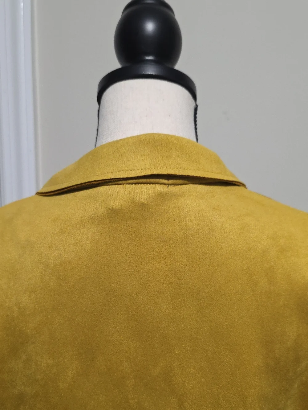 Premise Faux Leather Suede Open Front Blazer Mustard Seed Golden Yellow Small